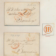 Spain 1847 Postal History Rare 2 x Stampless Cover to Barcelona DG.038