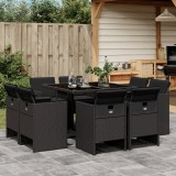 Cumpara ieftin Set mobilier de grădină cu perne, 9 piese, negru, poliratan