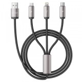 Cablu Incarcare USB-A - Lightning / microUSB / USB-C Tech-Protect Ultraboost 3in1, 18W, 1m, Gri, Apple