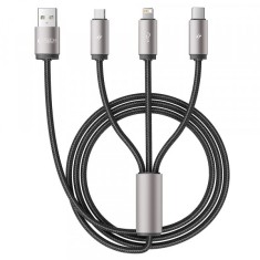 Cablu Incarcare USB-A - Lightning / microUSB / USB-C Tech-Protect Ultraboost 3in1, 18W, 1m, Gri