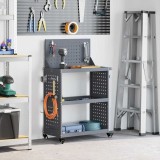 Cărucior pentru unelte cu raft cu roata cu depozitare Manual Antracit 65 x 35 x 111 cm
