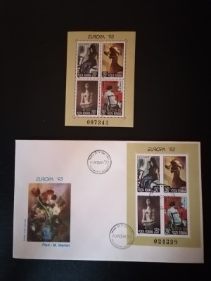 ROMANIA - EUROPA 93 - (24038) - FDC + bloc nestampilat foto