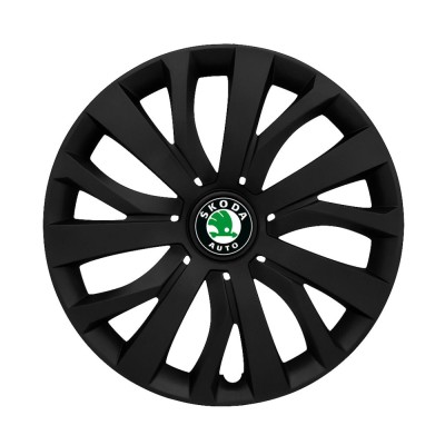Set 4 capace roti 15 inchi (R15) compatibile SKODA, Model - 345 Black foto