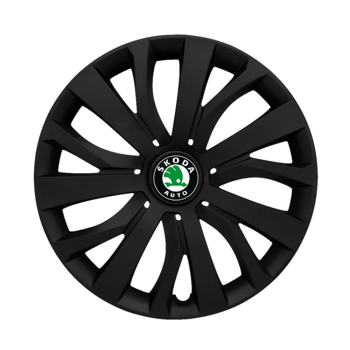 Set 4 capace roti 15 inchi (R15) compatibile SKODA, Model - 345 Black