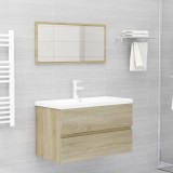 Set mobilier de baie, stejar sonoma, lemn prelucrat