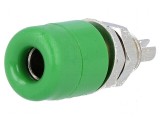 Conector banană 4mm soclu 32A 60VDC verde nichelat 23mm