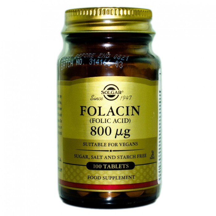 FOLIC ACID 800ug tabs 100tb SOLGAR