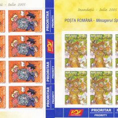 ROMÂNIA LP 1692a /2005 -INUNDAȚII II-IULIE 2005 -coală 8 timbre -MNH