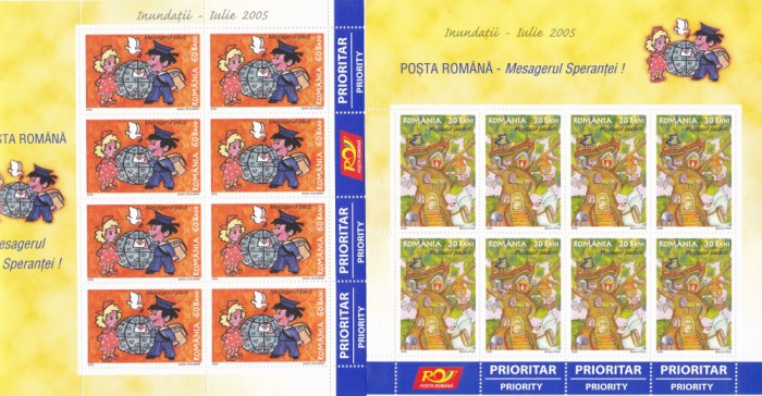 ROM&Acirc;NIA LP 1692a /2005 -INUNDAȚII II-IULIE 2005 -coală 8 timbre -MNH