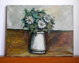 Margarete - tablou semnat ulei pe panza, pictura originala pe sasiu, 45 x 35,5cm, Flori, Impresionism