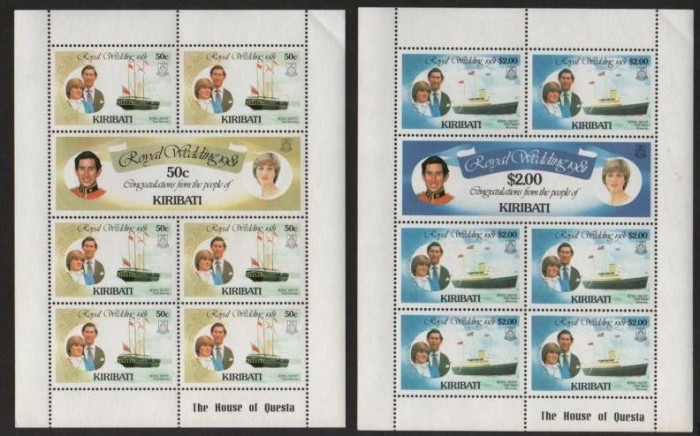 Kiribati 1981 Diana &amp; Charles, Royal Wedding 1981, 2 perf.sheet, MNH AJ.102