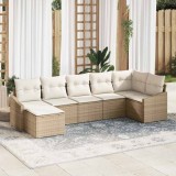 VidaXL Set de canapele pentru grădină 7 pcs Bej Rattan poli 3346811