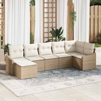 vidaXL Set de canapele pentru grădină 7 pcs Bej Rattan poli 3346811 foto