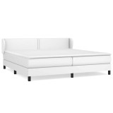 Cumpara ieftin Pat cu arcuri, cu saltea, alb, 200x200 cm, piele ecologica