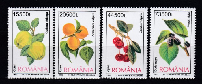 ROMANIA 2002 LP 1596 FRUCTE SERIE MNH