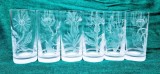 Vtg 6 Pahare din Cristal gravate cu motive florale semnate datate &#039;91 155mm
