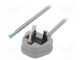 Cablu 3x1mm2 13A 250V cu mufă, 3m gri, LIAN DUNG