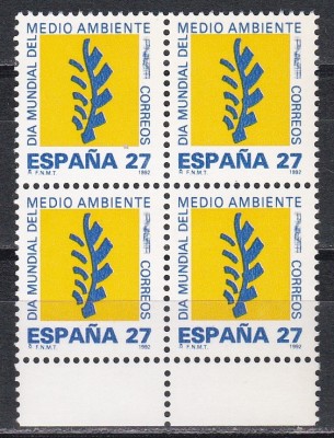 Spania 1992 - Ziua Internațională a Protecției Mediului, Bloc de 4, MNH foto