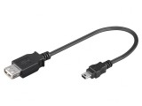 Cablu USB 2.0 A la B Mini 0.2m Negru, Goobay