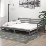 vidaXL Pat extensibil de zi, gri, 2x(90x200) cm, lemn masiv de pin
