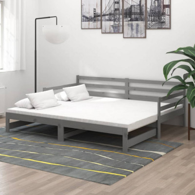 vidaXL Pat extensibil de zi, gri, 2x(90x200) cm, lemn masiv de pin 806957 foto