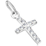 Cumpara ieftin Pandantiv strălucitor din aur alb de 14 K - cruce cu diamante transparente