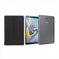 Set 3 in 1 husa carte, husa silicon si folie protectie ecran pentru Samsung Galaxy Tab A 7 inch T280 / T285, negru foto