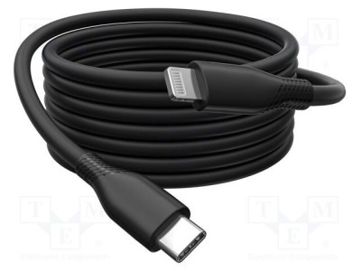 Cablu USB 2.0 DIGITUS Lightning la USB-C, 1m, negru foto