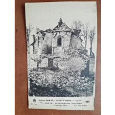 Carte postala, Guerre 1914=1915, Souin (Marne), lEglise, 1916