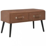 Cumpara ieftin Banchetă cu sertare, 80 cm, maro &icirc;nchis, piele ecologică