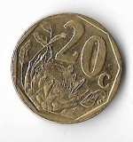 Moneda 20 cents 2016, South Africa - Africa de Sud, Cupru-Nichel
