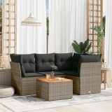 vidaXL Set canapea de grădină cu perne, 5 piese, gri, poliratan 3255955