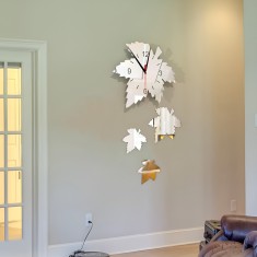Ceas Decorativ Sticker, Frunze de Stejar, Fara Zgomot, 330 mm x 560 mm