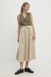 Answear Lab fustă culoarea bej, midi, evazati