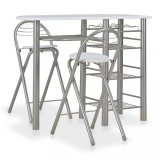 Set mobilier de bar, cu rafturi, 3 piese, alb, lemn si otel GartenMobel Dekor, vidaXL