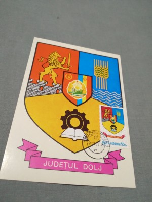 CARTE POSTALA MAXIMA STEMA DOLJ CIRCULATA foto