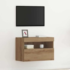 Dulap TV de perete cu LED, stejar artizanal, 60x30x40 cm