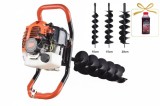 Cumpara ieftin *PROMOTIE* Motoburghiu foreza pamant 52cc, 9200rpm Professional, 3 burghie incluse (100, 150, 200mm), ulei amestec 2t, B7576