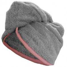 Turban de par pentru copii Homelevel, 64 x 22, Gri, Bumbac organic, 54882.22.01