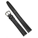 Curea de Ceas Piele Neagră Bizonată &ndash; 14/12 mm &ndash; Lungime XL &ndash; Cusătură Neagră &ndash;