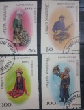 kyrgyzstan 1995 costume tradiționale dansuri instrumente , serie 4v.nedant. stampilată