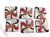 Set suporturi pahare din lemn cu motiv traditional 39848
