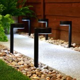 Lampa solara LED gradina cu tarus, 31.5 cm, iluminat exterior, aprindere automata, lumina alba rece