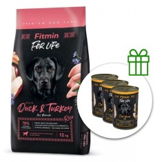 Fitmin dog For Life Duck &amp;amp;amp; Turkey 12 kg + 3 conserve GRATUIT foto