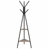 VASAGLE Cuier de podea cu carlige pentru haine,palarii si genti,2 rafturi pentru depozitare,design industrial compact pentru hol si dressing,struc