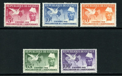 Guinea 1959 - Independenta, pasari, serie neuzata foto