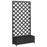 Cumpara ieftin Jardiniera cu spalier, negru, 90x35x180 cm, lemn masiv de brad