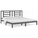 Cumpara ieftin Cadru de pat, gri, 200x200 cm, lemn masiv de pin