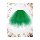 Fustă balerină vintage din anii 1950, cu bulă, din tul, petticoat, pufoasă, tip tutu, mentă, XL