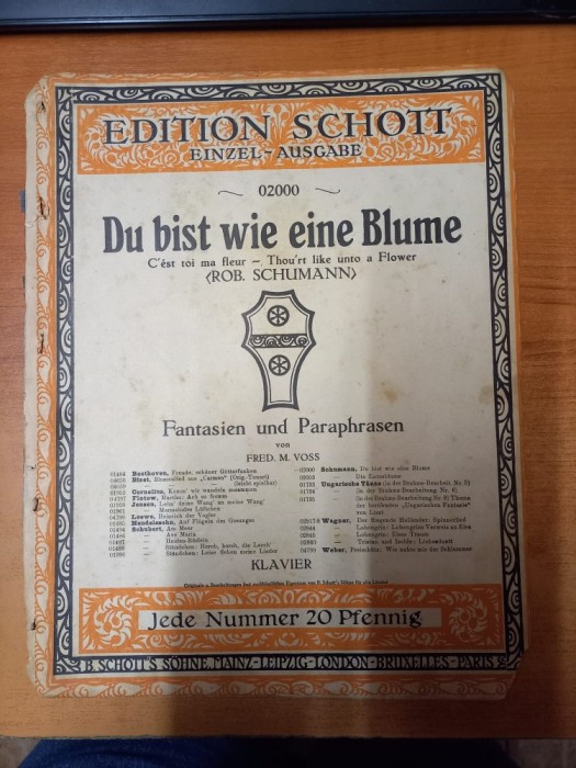 AS - PARTITURA - ROB. SCHUMANN - DU BIST WIE EINE BLUME